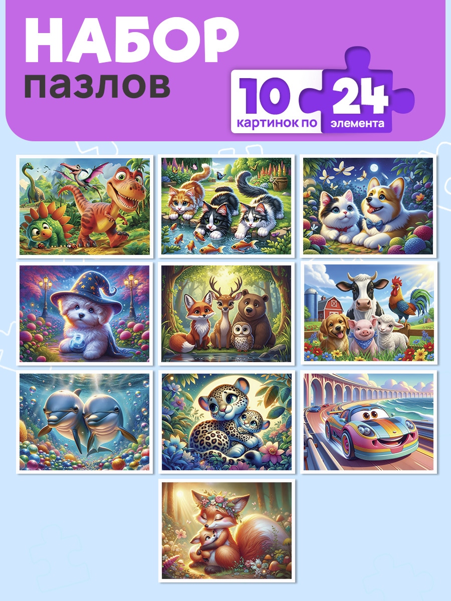 Пазл Рыжий кот 24 эл.Интересные истории 10шт. - фото 1