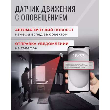 Камера видеонаблюдения Wi-Fi CASTLELADY поворотная с динамиком видеоняня