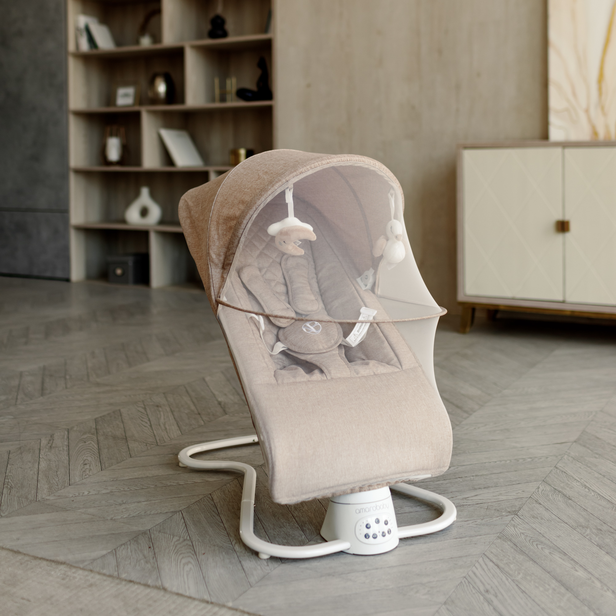 Электронные качели бежевый Amarobaby HAPPY SWING - фото 19