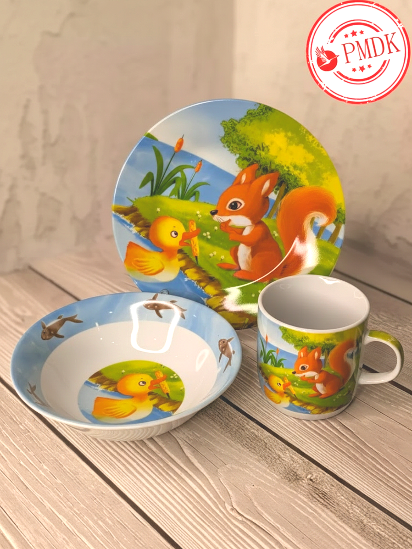 Изображение товара Набор детской посуды Daniks C489 Белочка и утка керамика подарочный набор