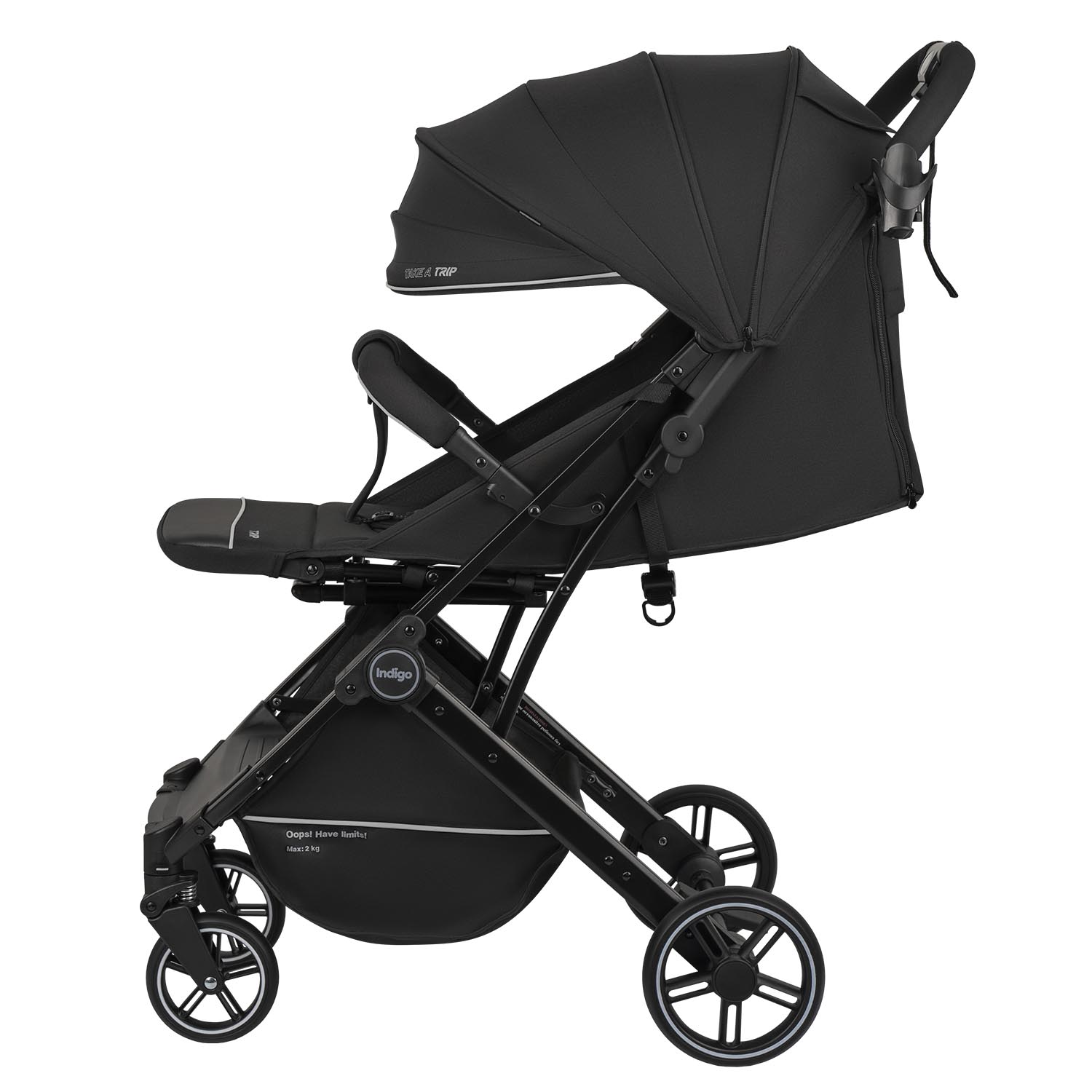 Коляска прогулочная Indigo Trip для путешествий черный - фото 14