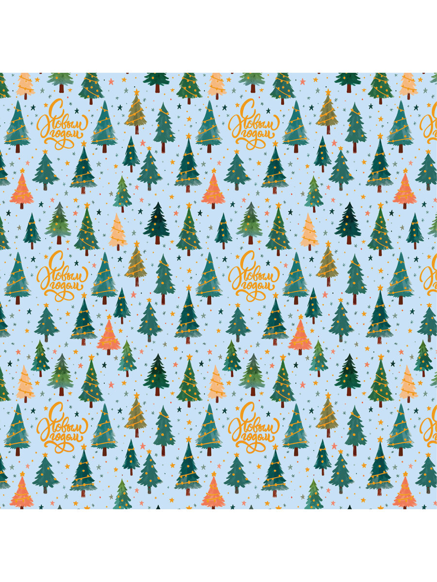 Упаковочная бумага Золотая сказка для новогодних подарков в рулоне 70х100 см набор 3 штуки - фото 8