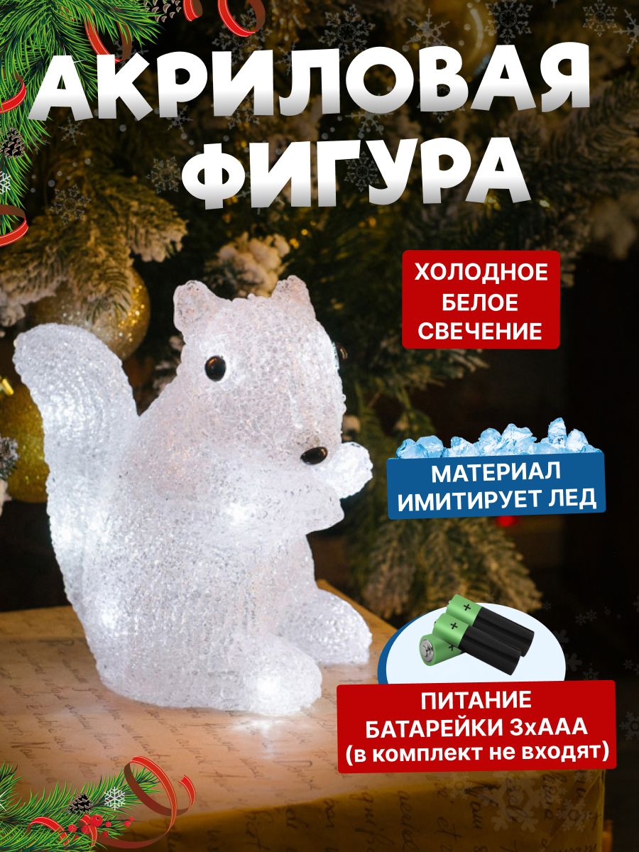 Акриловая светодиодная фигура-ночник NEON-NIGHT Белка 513-341 - фото 1