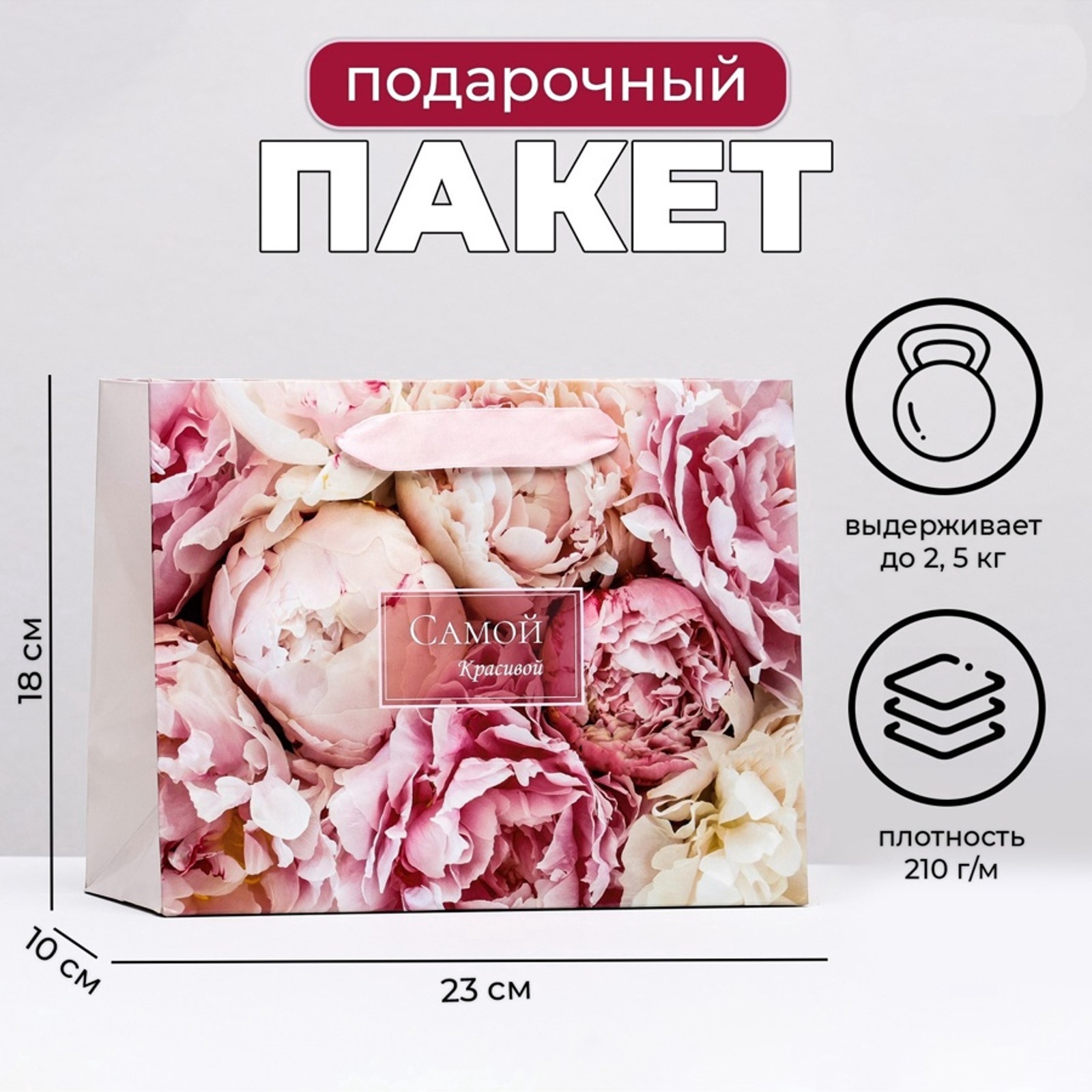 Пакет ламинированный UPAK LAND Цветы для самой красивой 23 х 18 х 10 см - фото 1