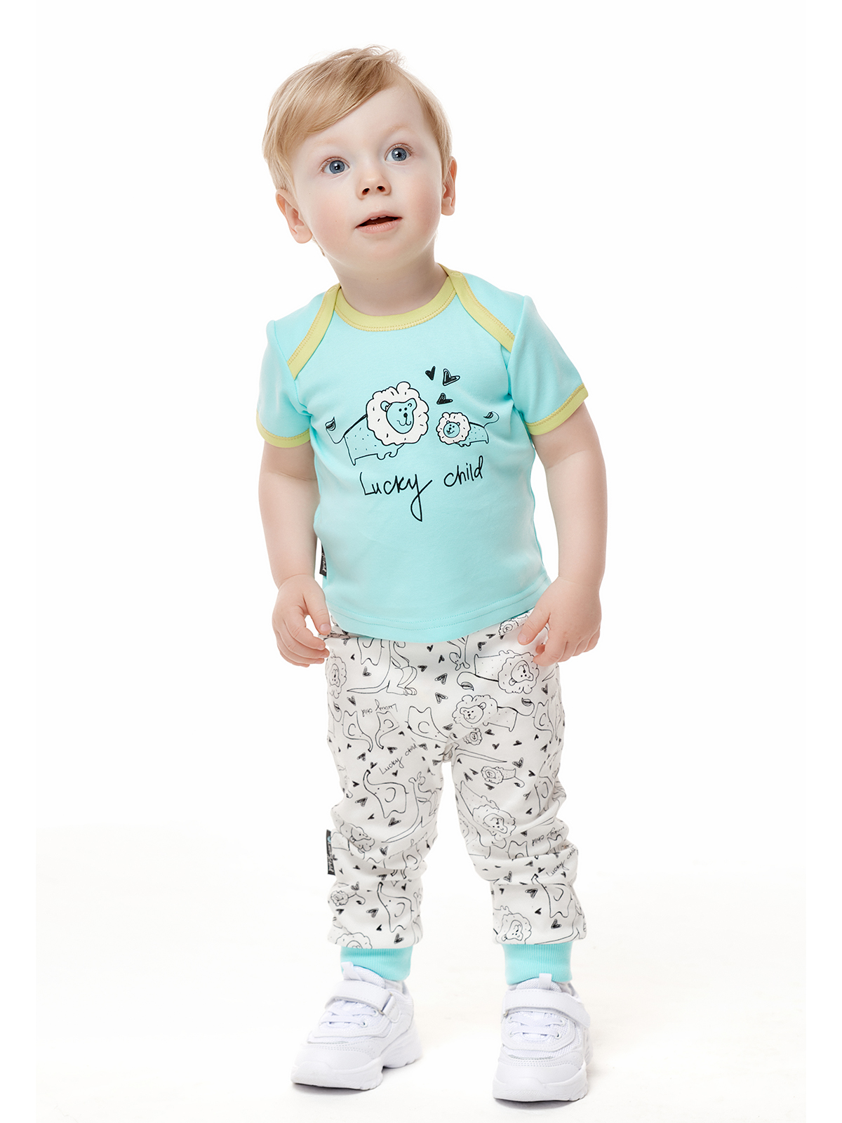 Брюки 3 шт Lucky Child 30-129/0-2/набивной/мятный - фото 5