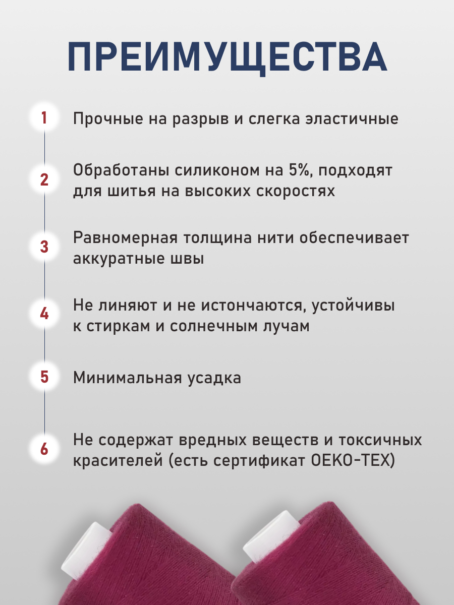 Нитки для шитья 40/2 Bestex 10шт цв 249 - фото 3