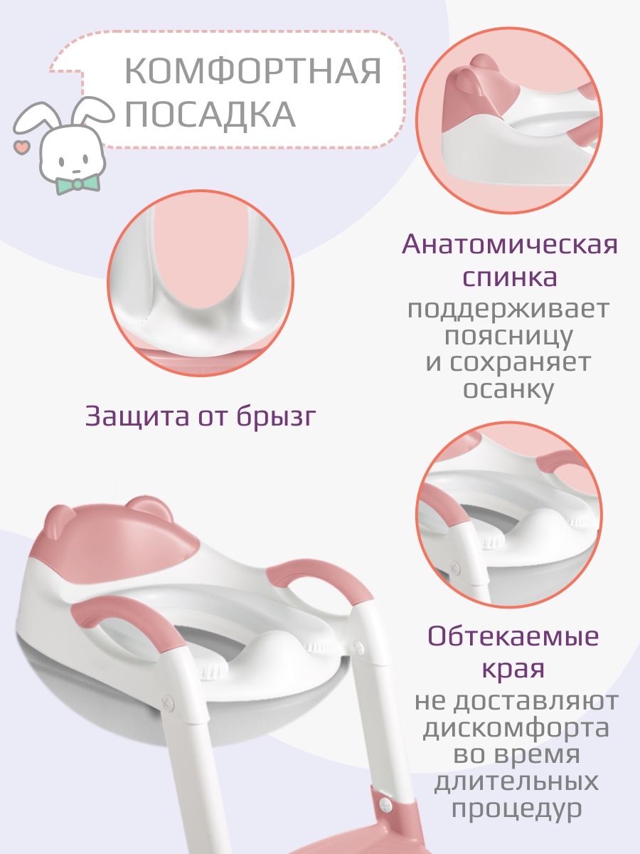 Накладка на унитаз KidWick Panda Soft розовый - фото 3
