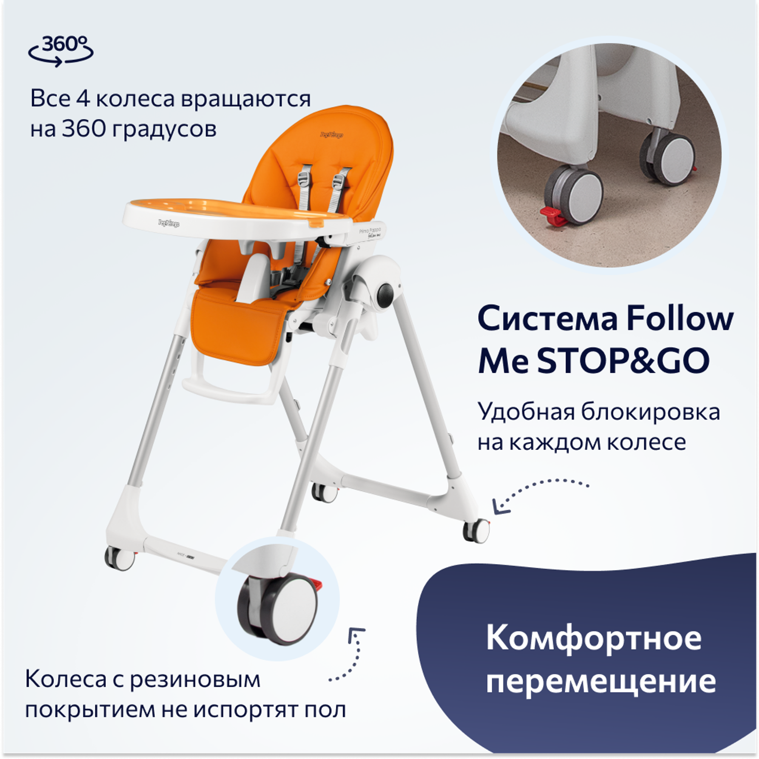 Стульчик для кормления Peg-Perego Prima Pappa Follow Me классический - фото 7