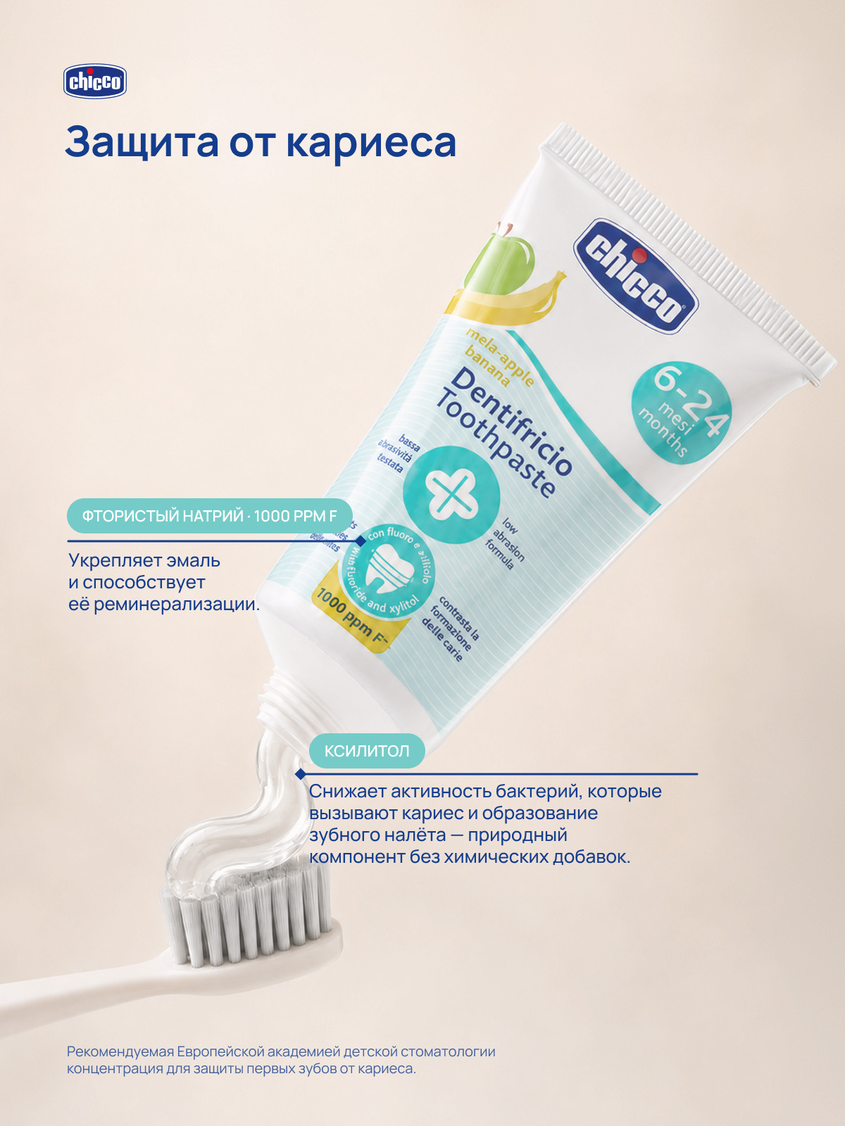 Зубная паста Chicco с фтором Яблокои банан - фото 4