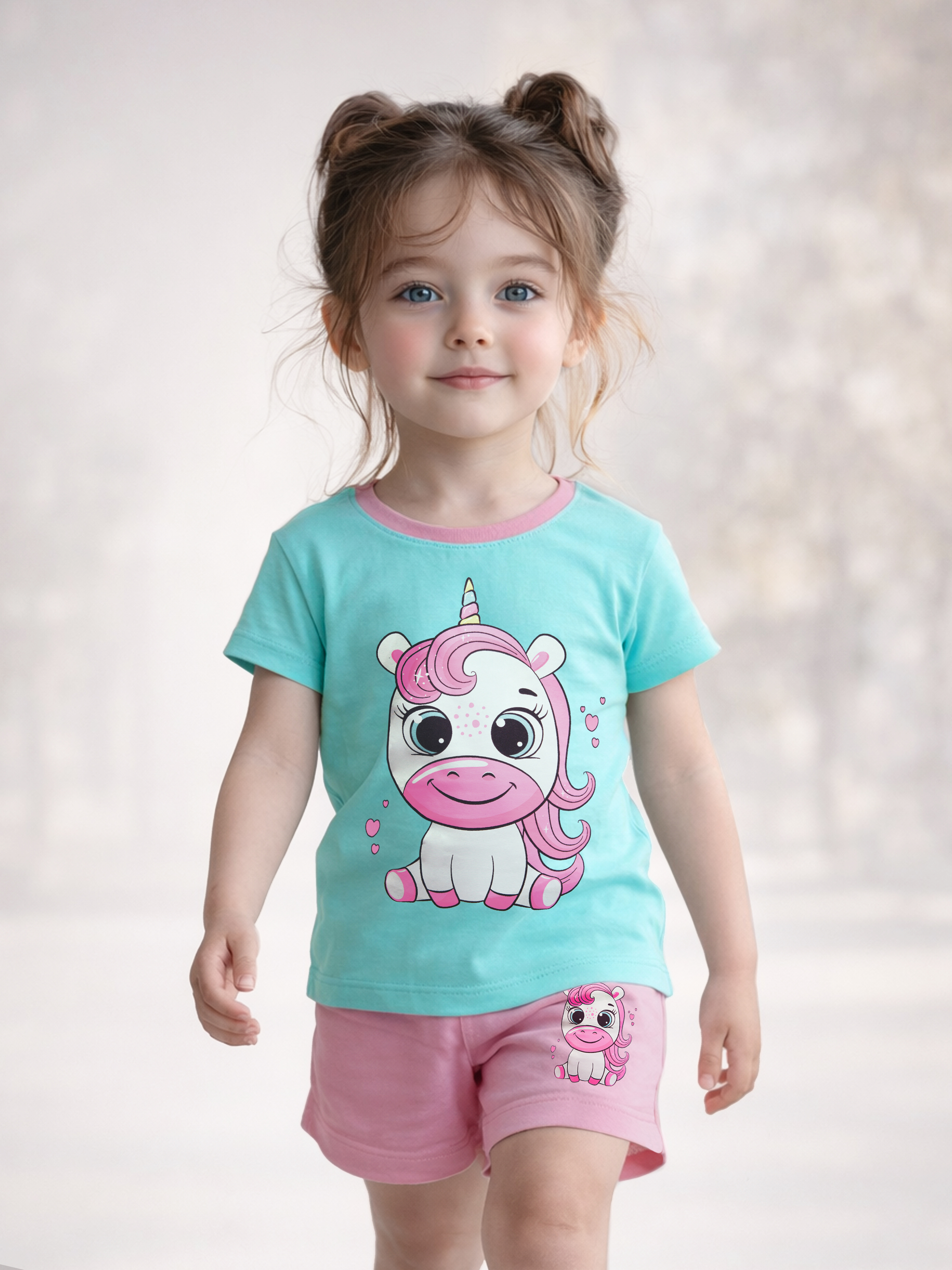 Изображение товара Детский летний комплект для девочки футболка и шорты Baby Style 110