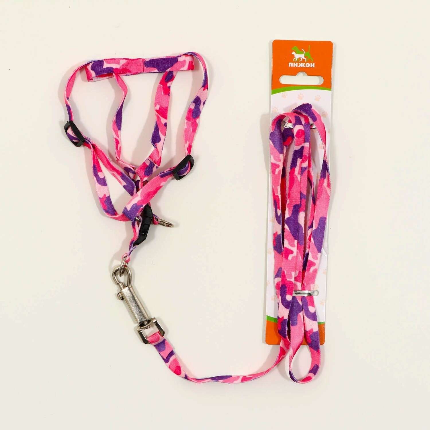Комплект для собак Пижон шлейка 21-35см+поводок 120см в ассортименте - фото 1