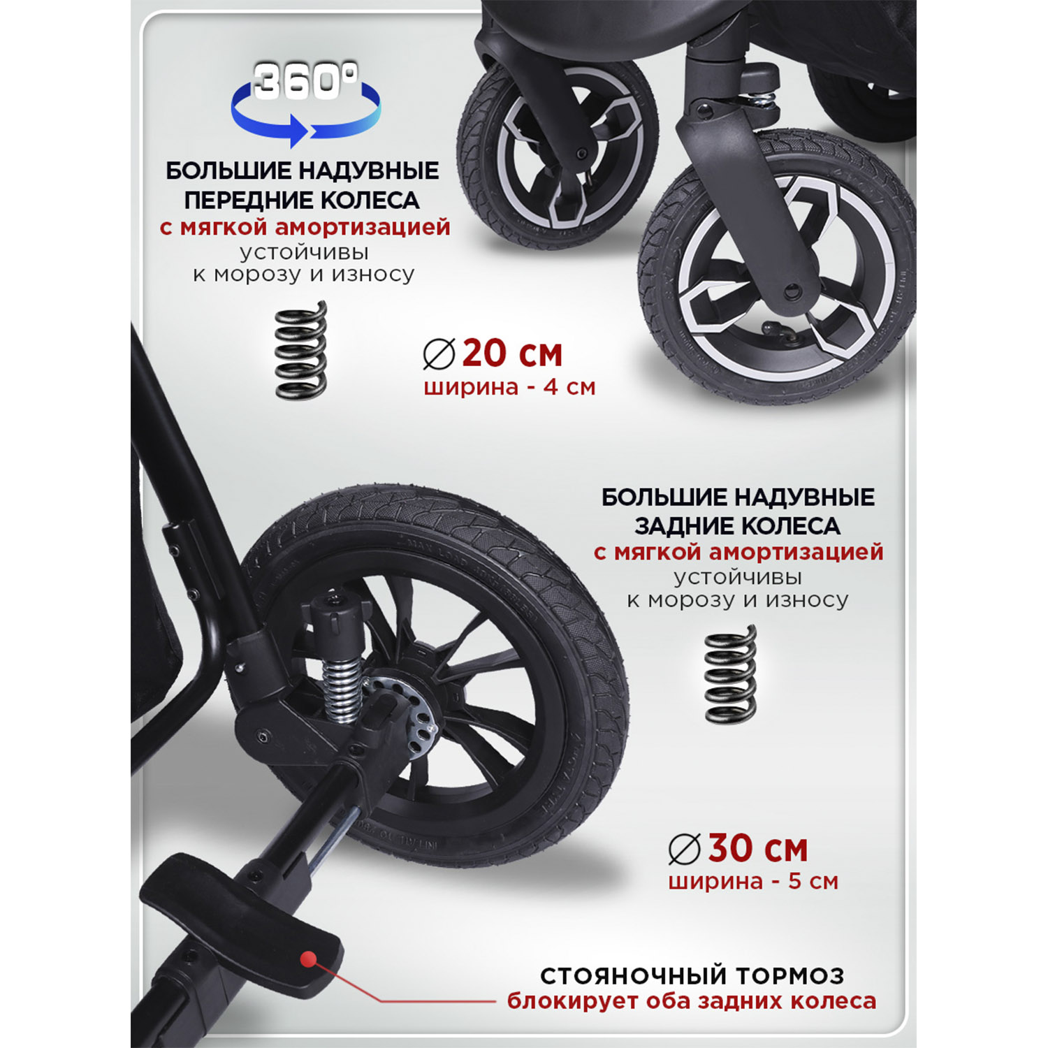 Коляска прогулочная BabyCare Venga надувные колеса хаки - фото 16