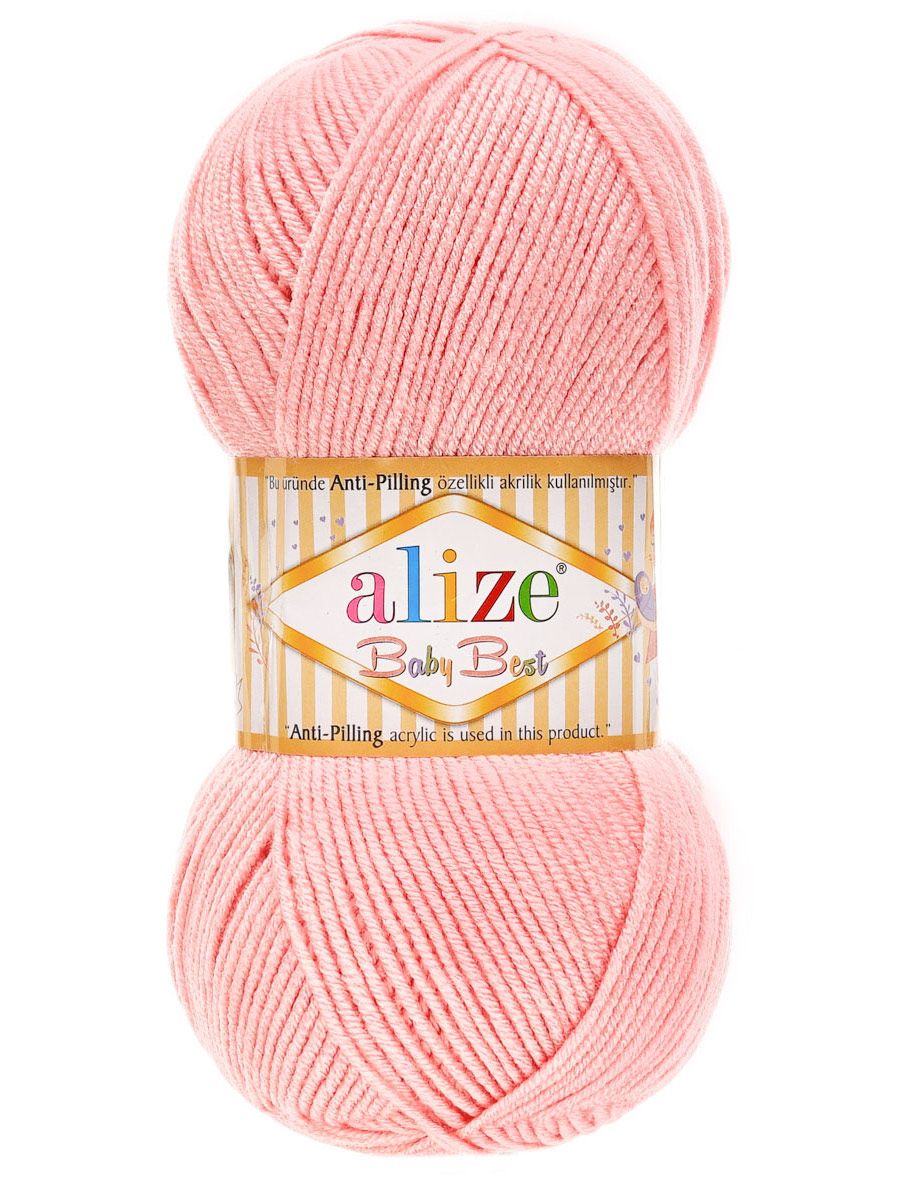 Пряжа для вязания Alize baby best бамбук акрил с эффектом антипиллинг 100 г 240 м 161 пудра 5 мотков - фото 4