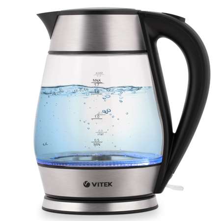 Чайник VITEK VT-7037 TR 2200Вт 1.8л прозрачн/черный (стекло/металл/пластик)