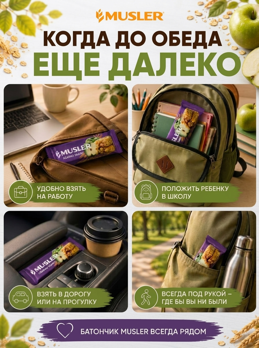 Злаковые батончики мюсли MUSLER Батончик 25 шт - фото 3
