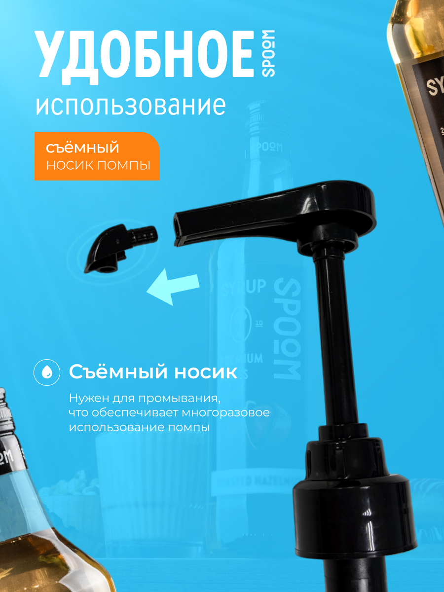 Помпа -дозатор закручивающаяся SPOOM для бутылки с сиропом 1 л (10 мл черная) - фото 3