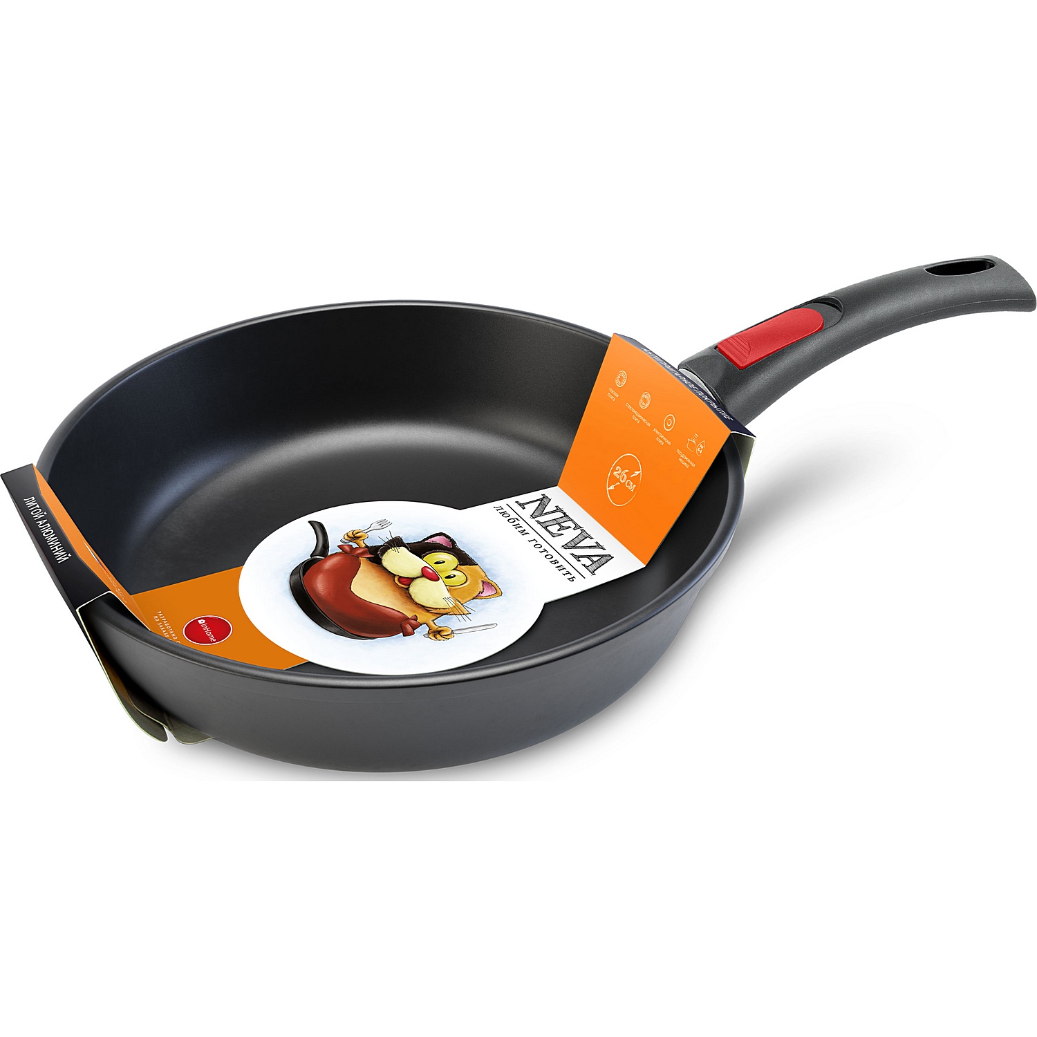 Сковорода InHome Neva Black литая со съемной ручкой и крышкой D26 N026KIN - фото 3