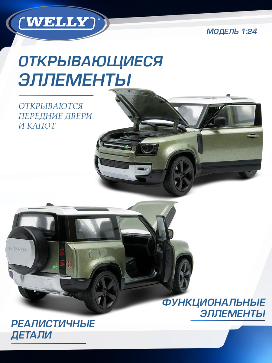Автомобиль Welly Land Rover 2020 Ленд Ровер Дефендер 1:24 WL_24110W - фото 5