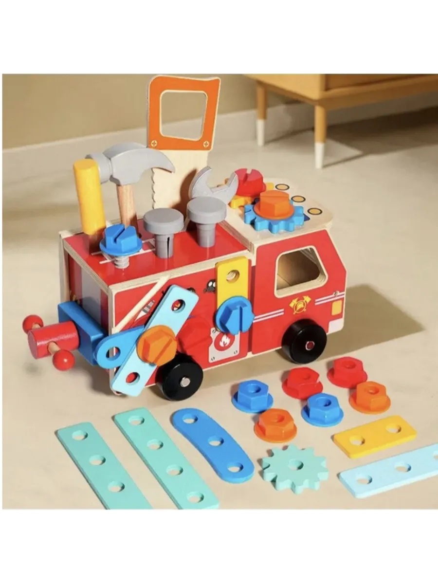 Конструктор CASTLELADY машинка с инструментами деревянный 31 дет. - фото 6