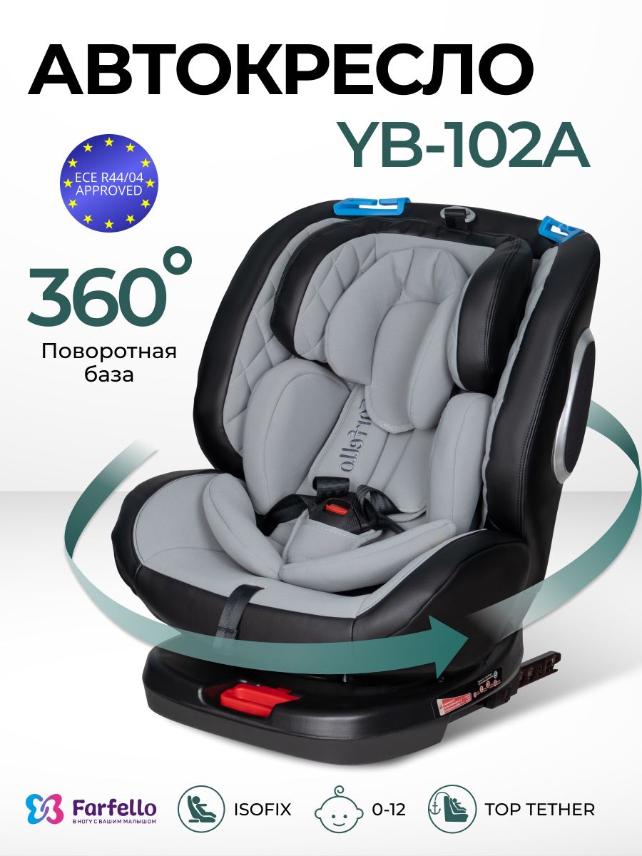 Автокресло Farfello YB102A Isofix 0+/1/2/3 (0-36 кг) серый - фото 1