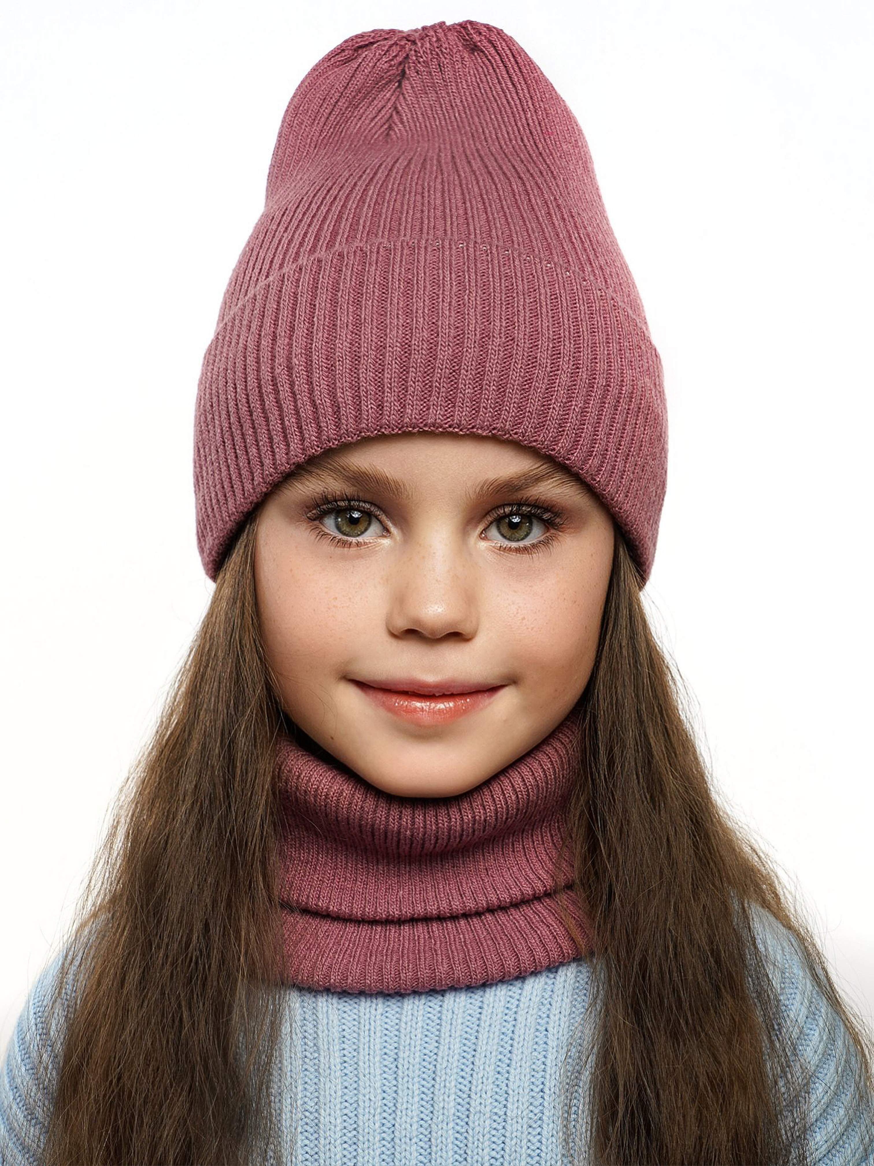 Шапка и снуд ПриКиндер U-Sp234140 Цвет: Розовый - фото 1