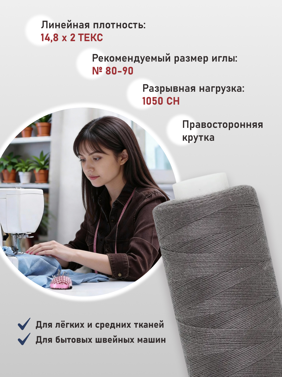 Нитки для шитья 40/2 Bestex 10шт цв 394 - фото 2
