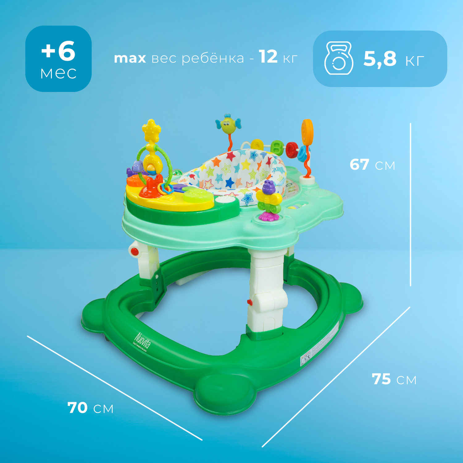 Ходунки Nuovita зеленый - фото 6