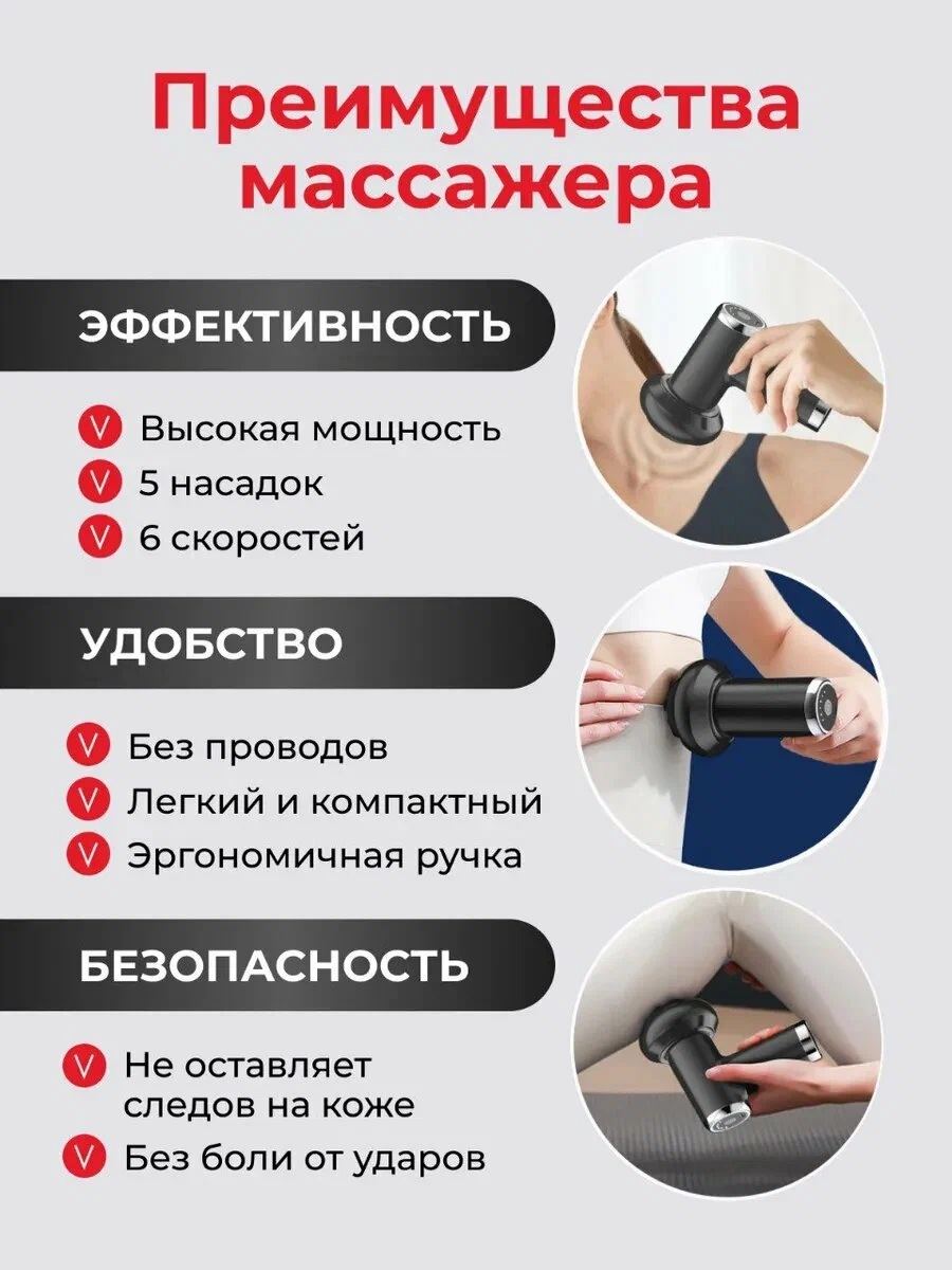 Массажер электрический антицеллюлитный CASTLELADY для похудения, массажер для тела и ног 5 насадок - фото 9