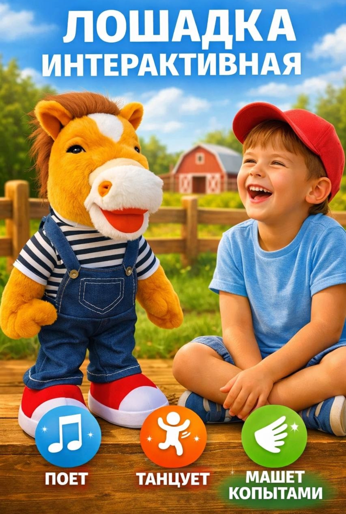 Изображение товара Интерактивная мягкая игрушка BalaToys лошадка с функцией записи