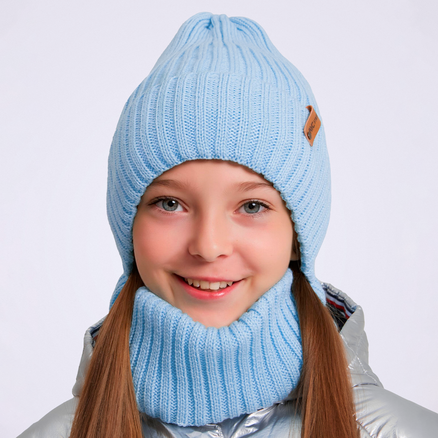 Шапка и снуд KUBRIO KU-H-104-GplainW-blue - фото 1