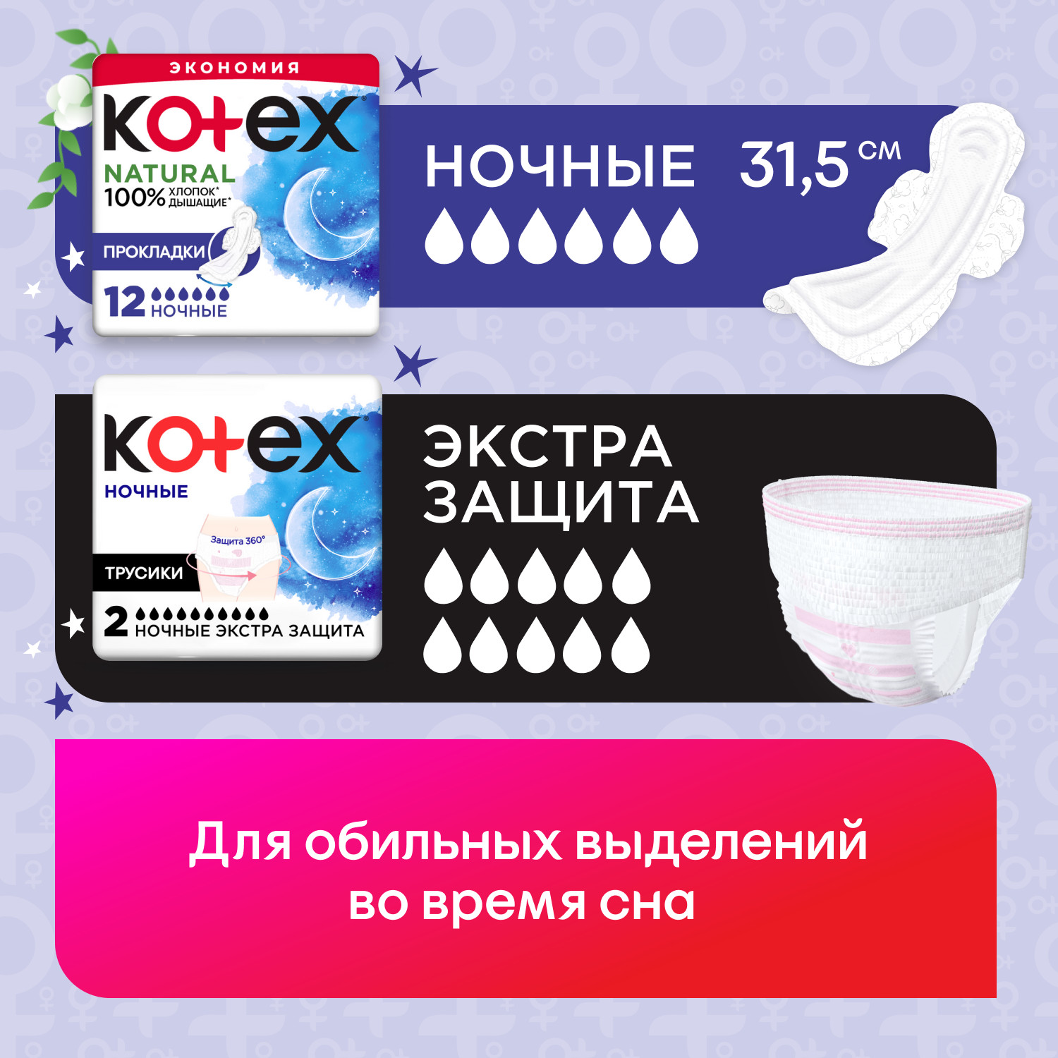 Трусики ночные Kotex для обильных выделений 2шт - фото 8