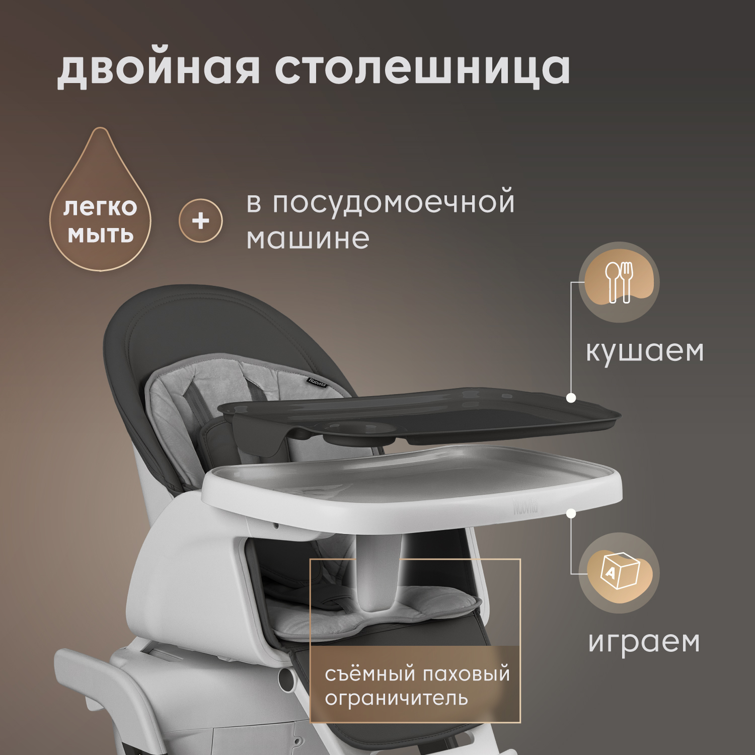 Стульчик для кормления Nuovita Unico Gloria серый - фото 6