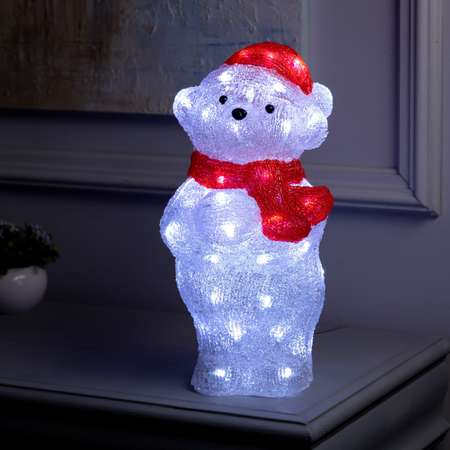 Светодиодная фигура Sima-Land «Медвежонок» 19×36×18 см акрил 50 Led 220В свечение белое