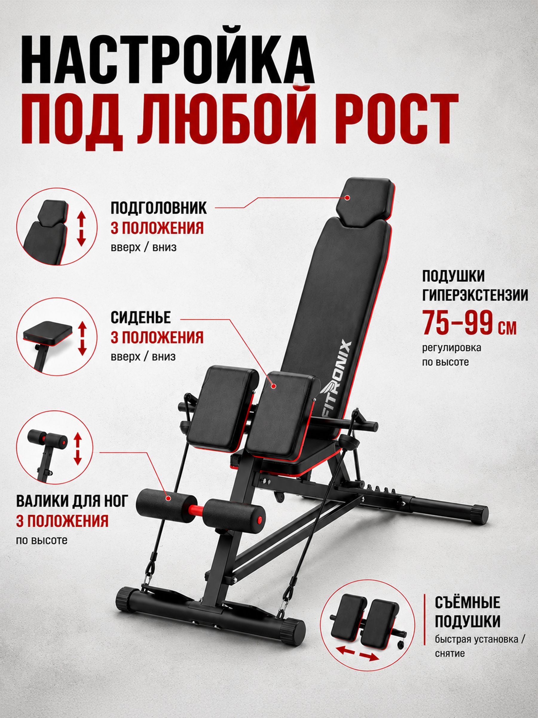 Скамья силовая универсальная Fitronix Fitronix FlexiCore 3-в-1 - фото 3