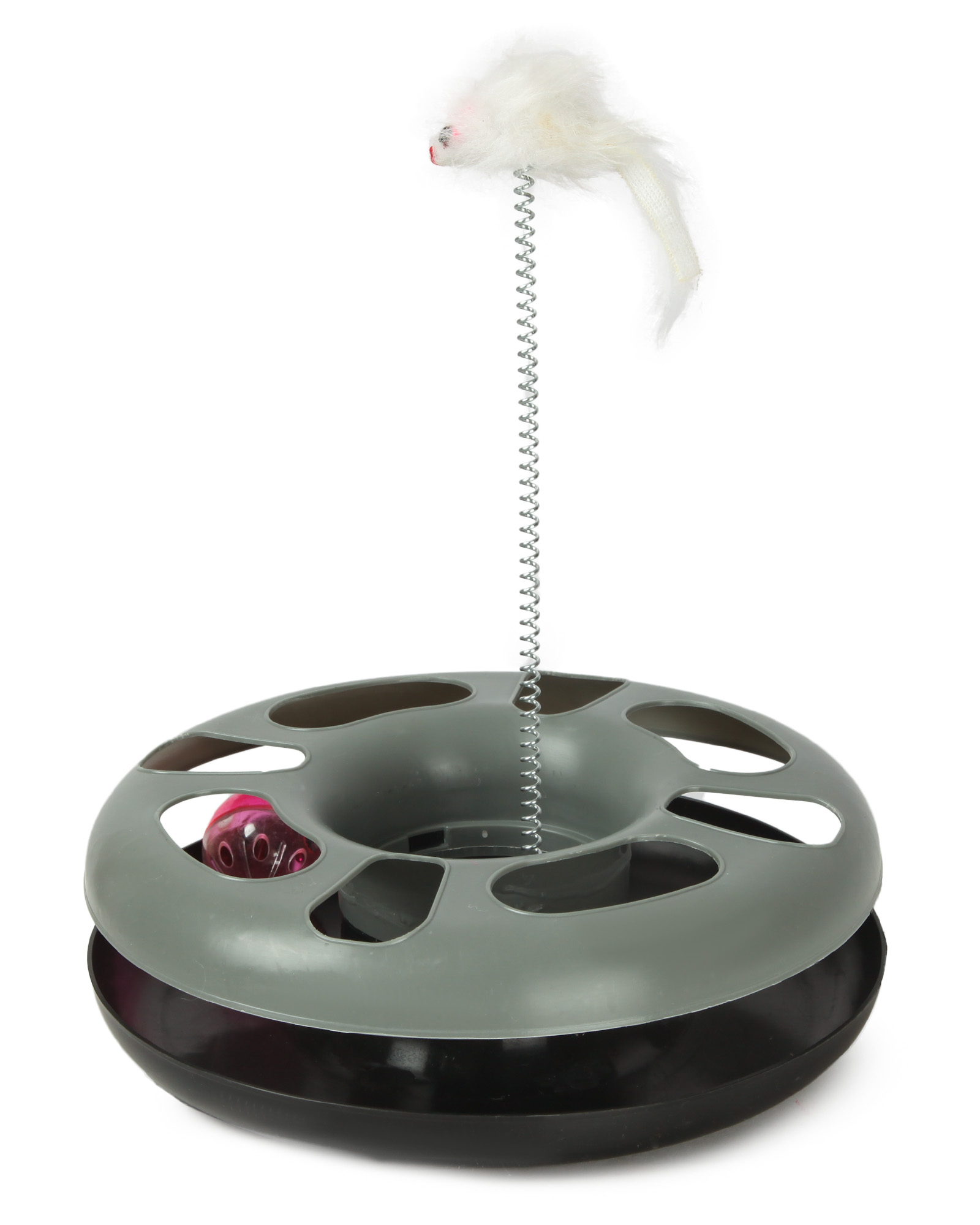 Игрушка для кошек Barbaks Круглый трек с мышкой на пружине 33*23.5см - фото 5