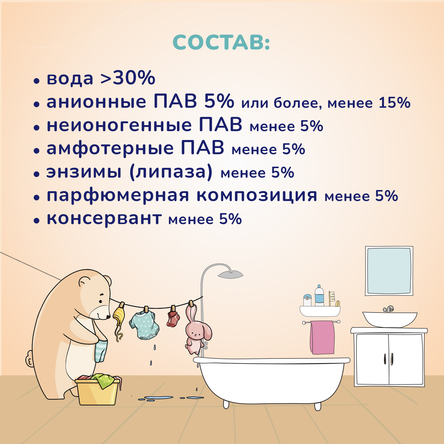 Средство для стирки детского белья AQA baby 1.5л с 0месяцев - фото 5