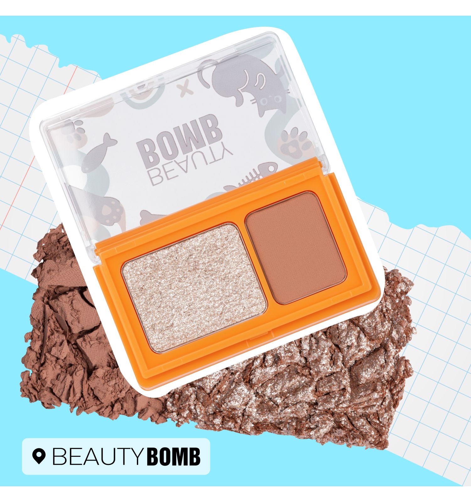 Палетка теней для век Beauty Bomb Double Eyeshadow Palette двойная 03 матовые и сияющие оттенки 3.4г - фото 7