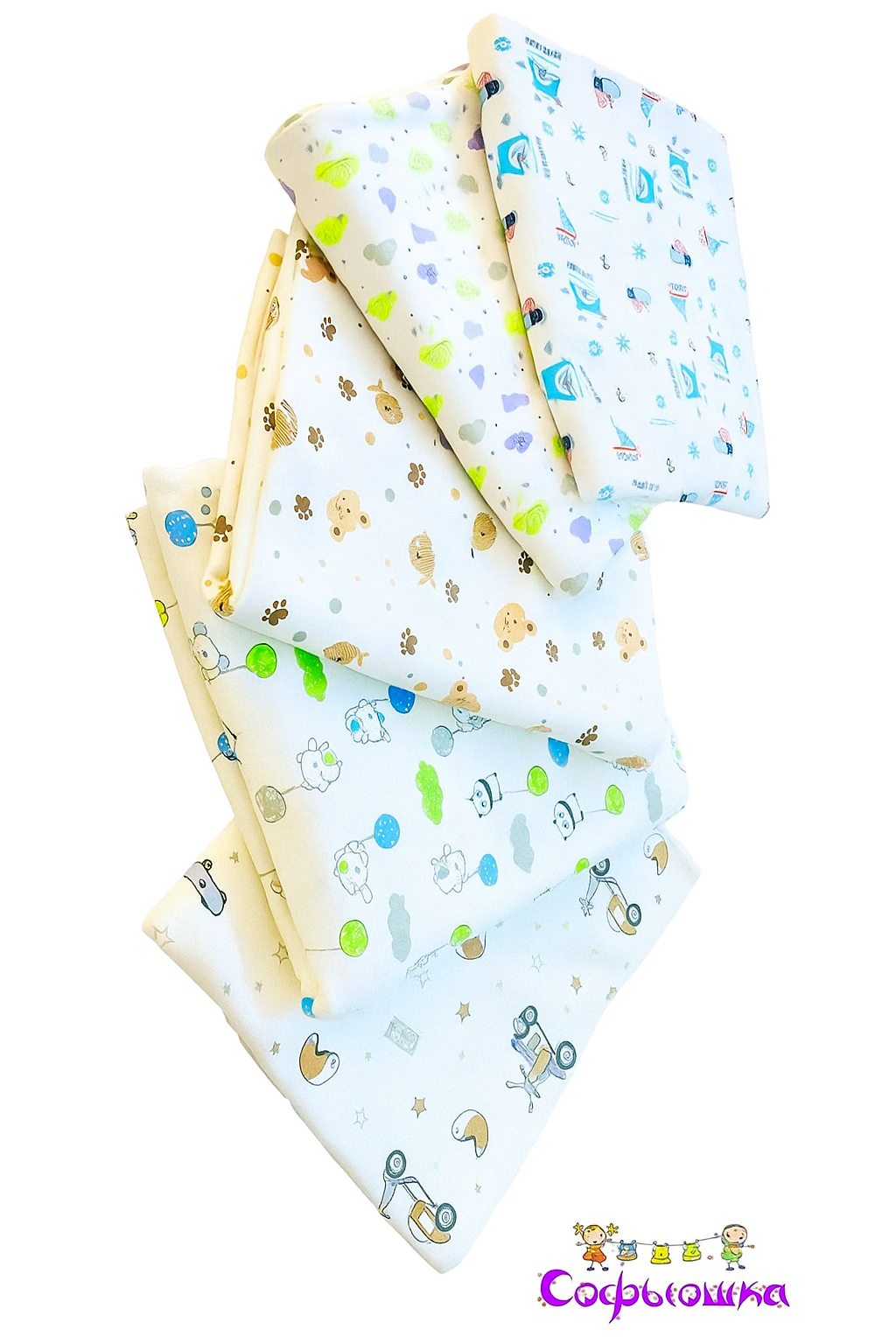Пелёнка Софьюшка трикотаж 80х100 см 5 шт. - фото 1