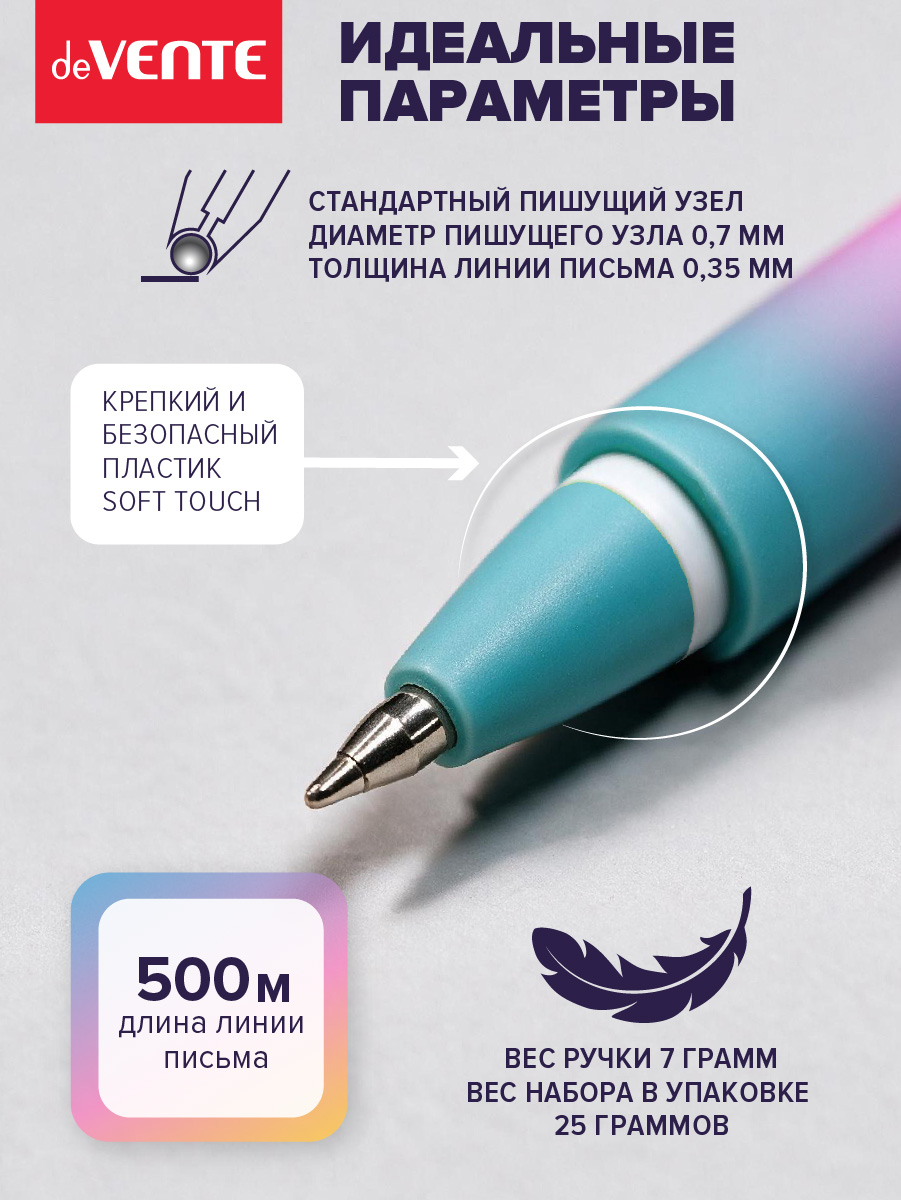 Ручка гелевая deVENTE 3 шт. - фото 5
