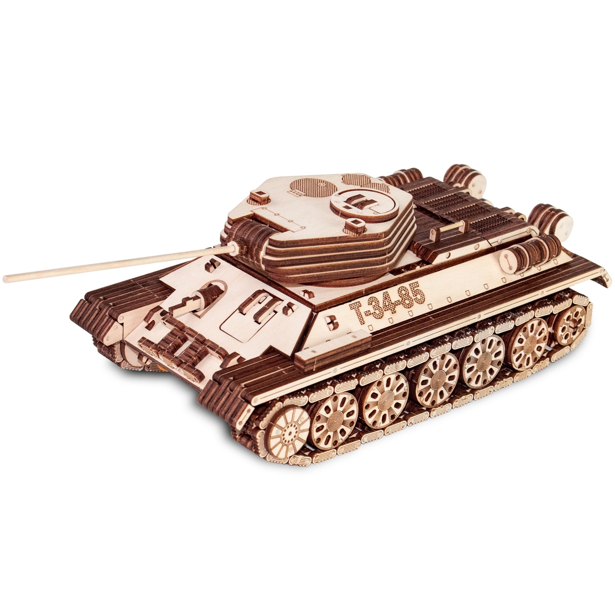Конструктор Eco Wood Art Танк Т-34-85 деревянный 965 дет. - фото 4