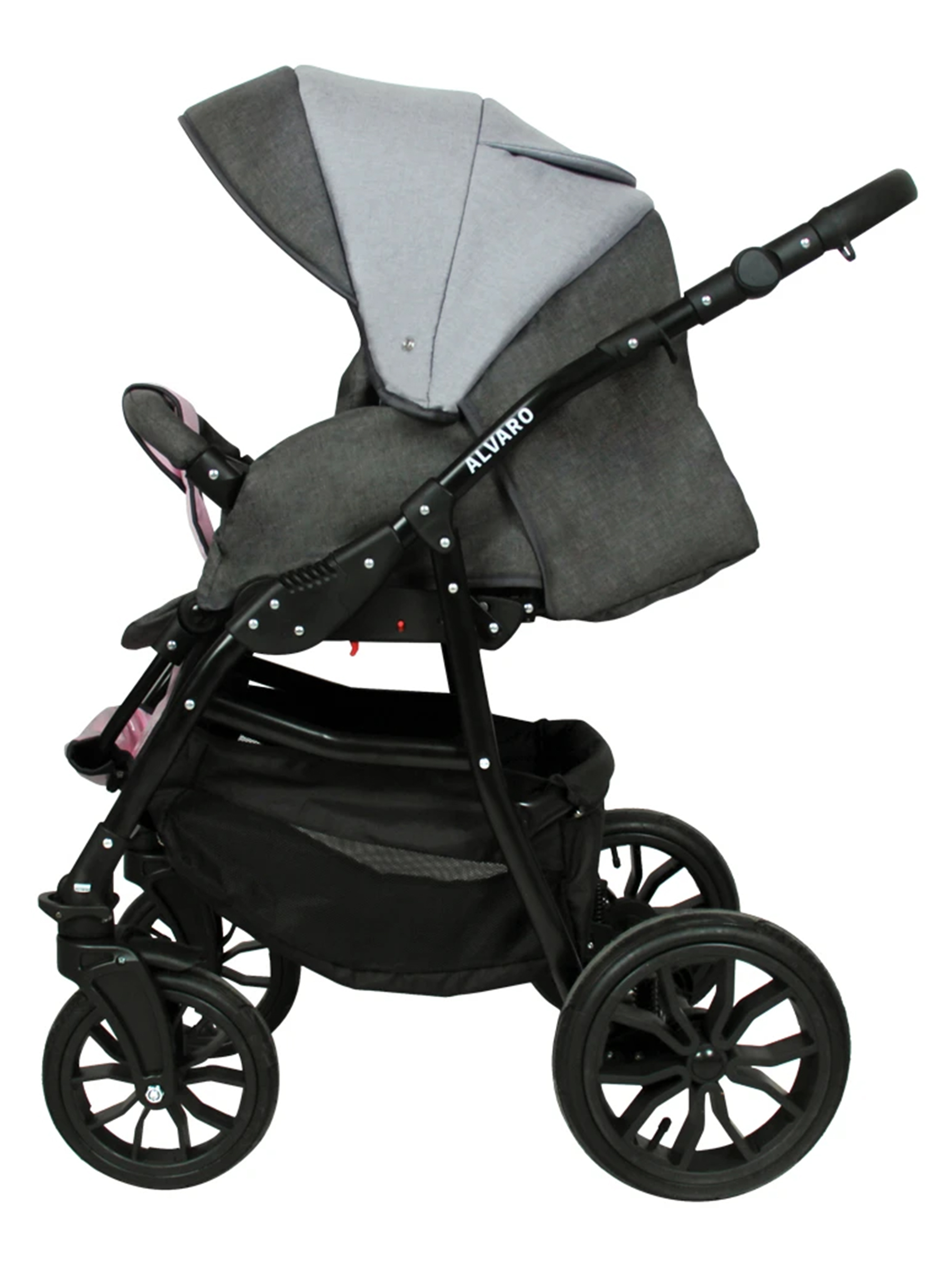 Коляска 2в1 alis Alvaro 03 серый-розовый - фото 6