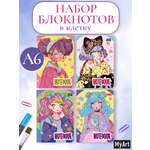 Блокнот Проф-Пресс в клетку А6 набор 4 шт. Аниме 32 лист.