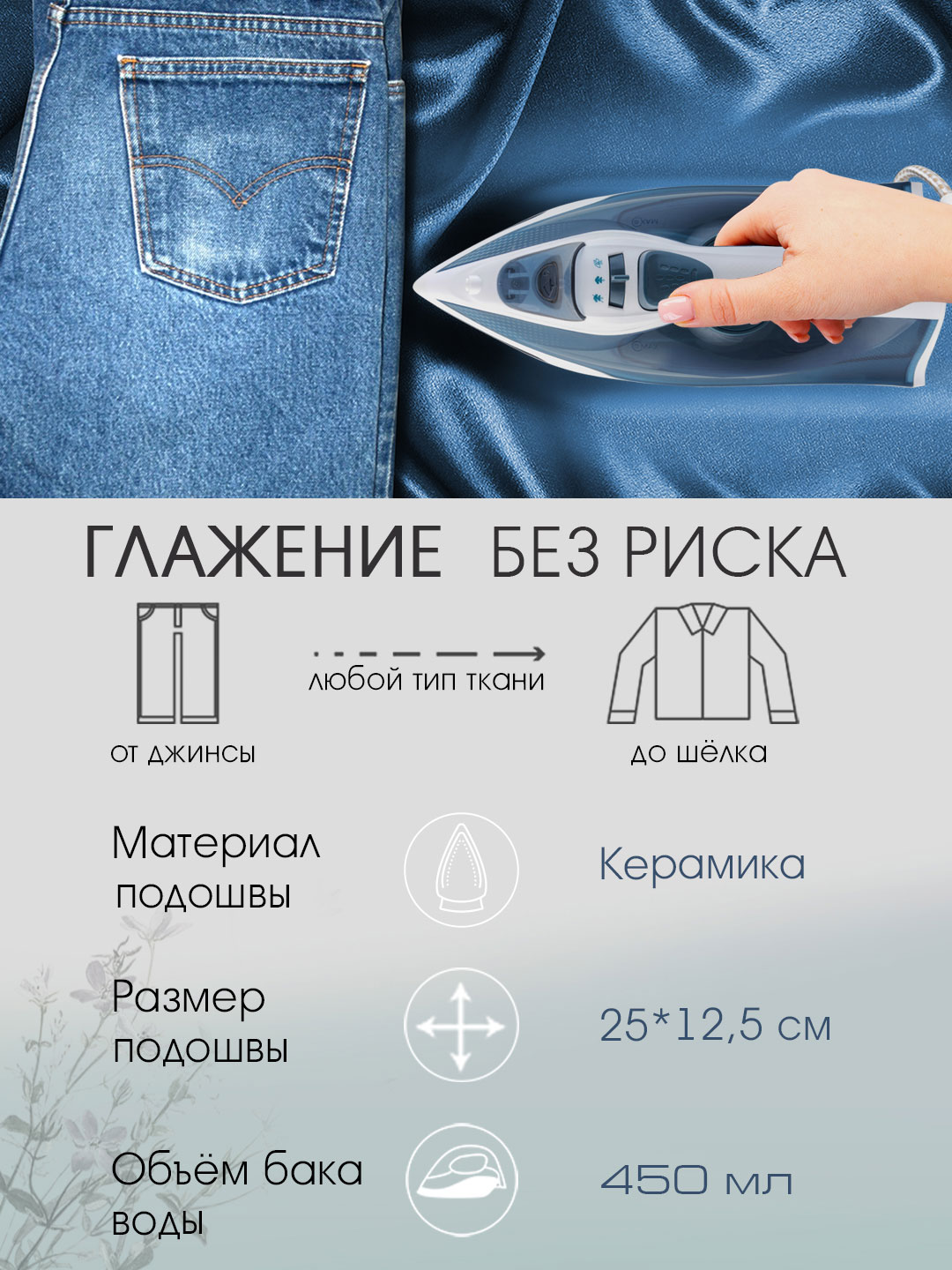 Утюг электрический VLK Vesuvio 2500 2400 Вт керамика 450 мл белый/синий - фото 5