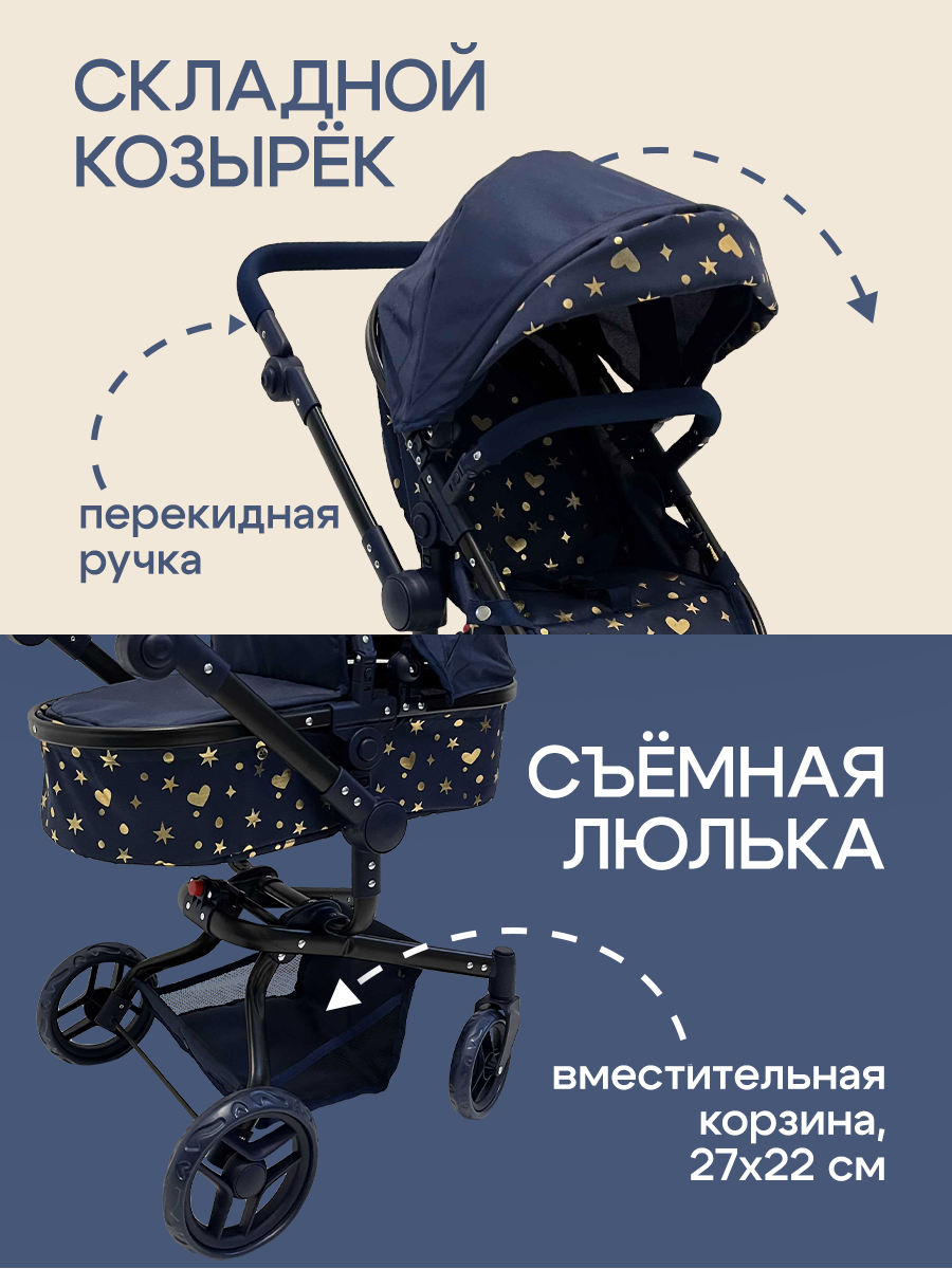 Коляска-трансформер для кукол Рыжий кот 9695-BS - фото 7