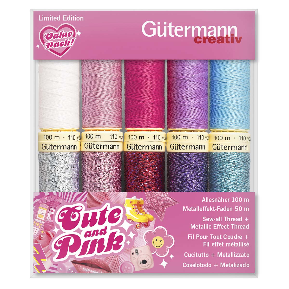 Нитки для шитья в наборе Sew-All Guttermann 100м 5шт+W331 50м 5шт - фото 1