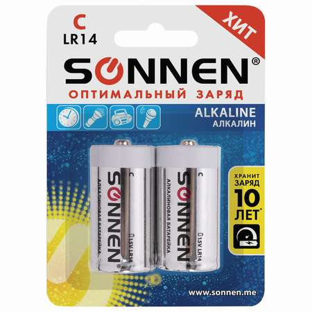 Батарейки алкалиновые Sonnen щелочные С LR14 14А