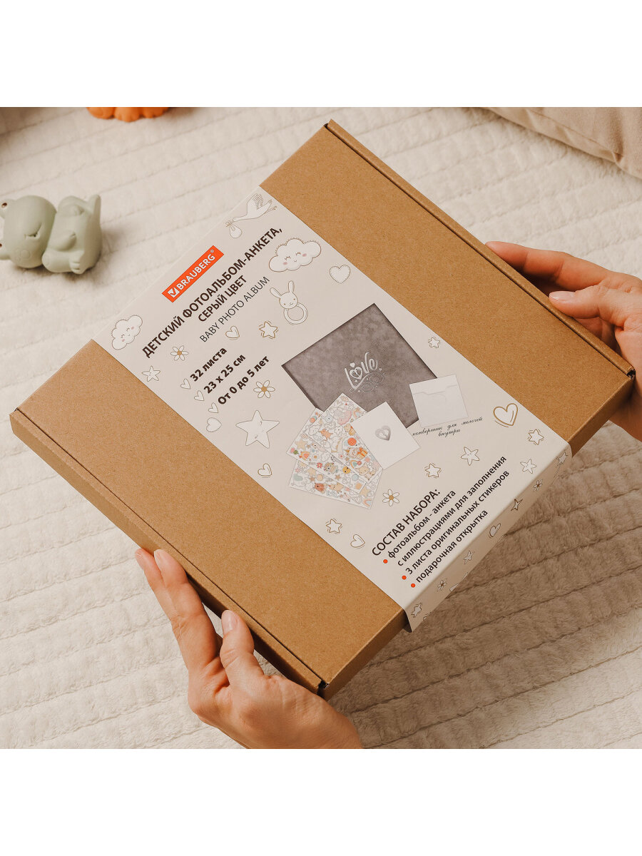 Фотоальбом анкета Brauberg детский семейный для новорожденных с наклейками - фото 20