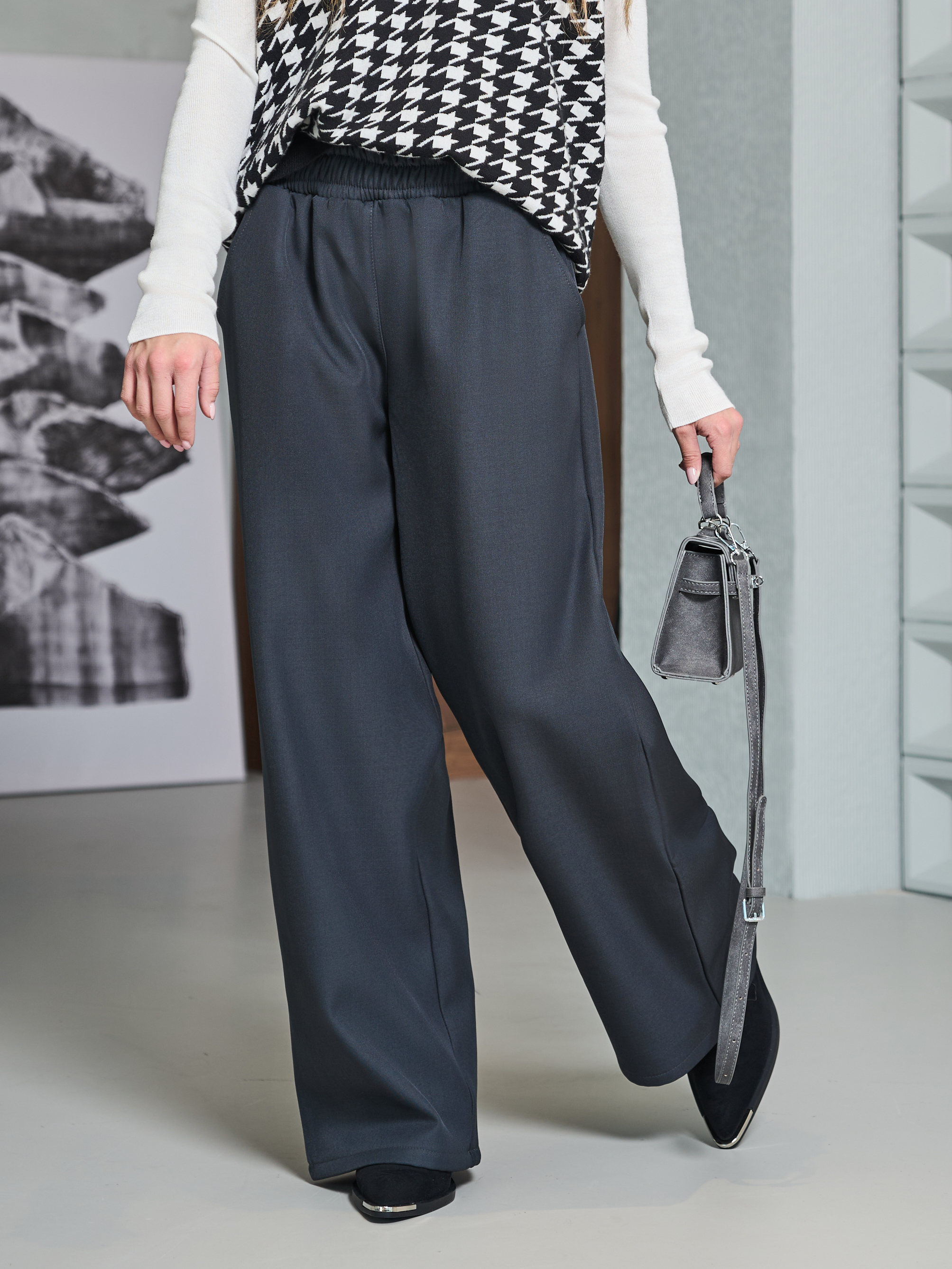 Брюки-палаццо СИНЯЯ МОДА WF502A-H39 - фото 1