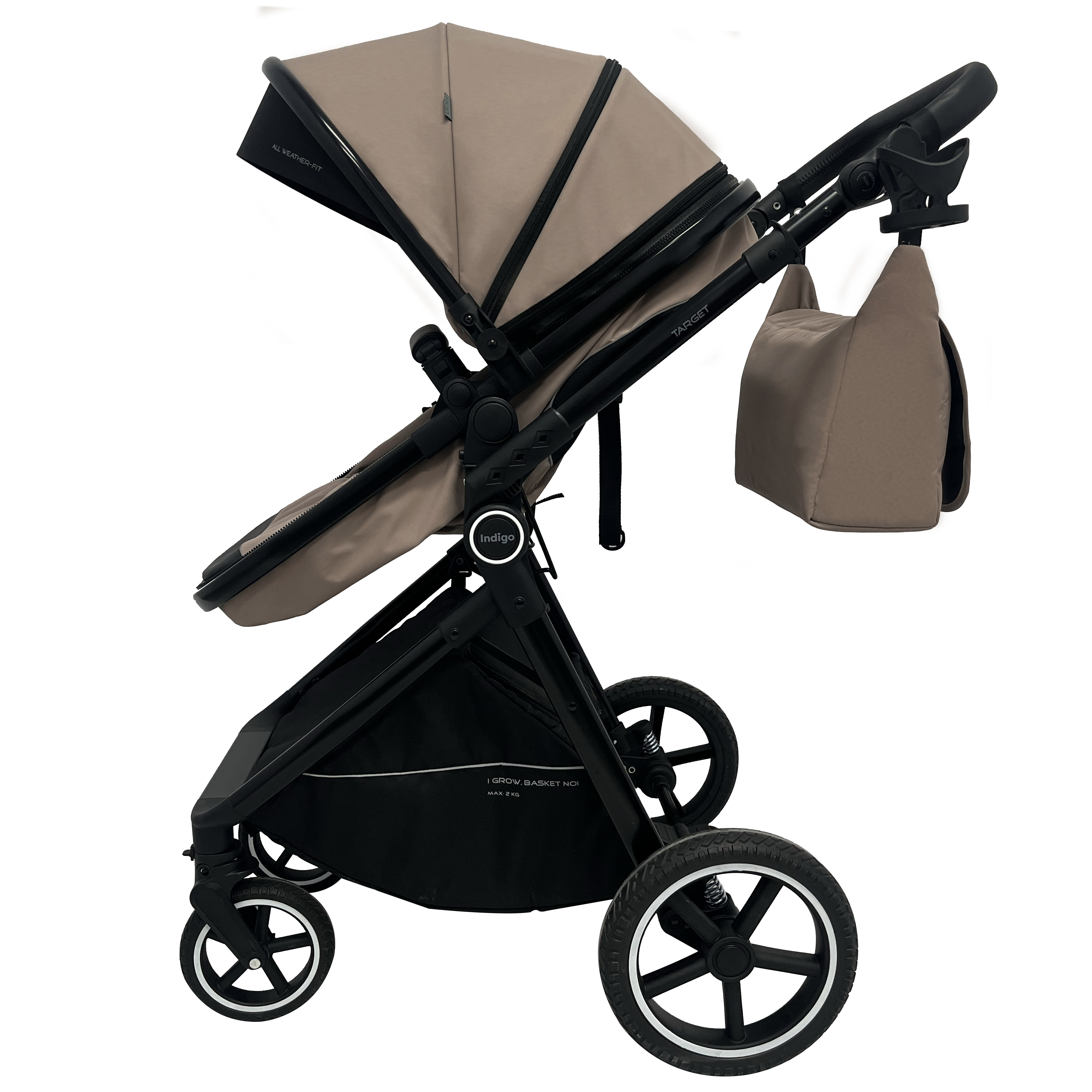 Коляска трансформер Indigo TARGET 3в1 темно-бежевый - фото 9