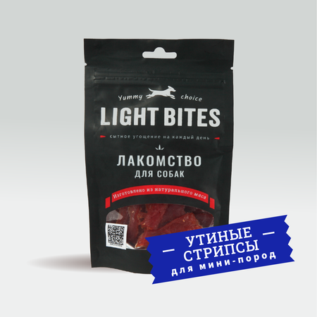 Лакомство для собак LIGHT BITES 55г утиные стрипсы
